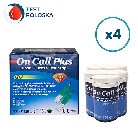 Тест-смужки On Call Plus 200 шт. у 8 флаконах по 25 шт. у пакованні, фото 1