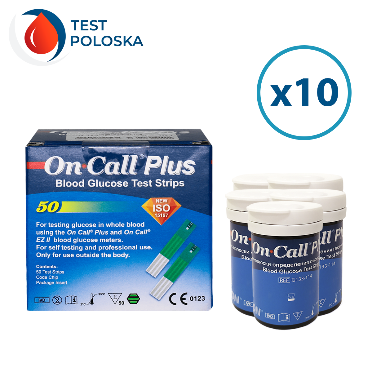 Тест-смужки On Call Plus 500 шт. у 20 флаконах по 25 шт. у пакованні