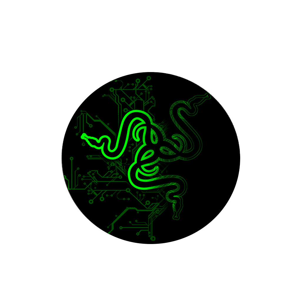 TU TU Коврик 220*220 мм тканевой RAZER 13 с боковой прошивкой (круглый), толщина 3 мм, цвет Black/Green, Пакет