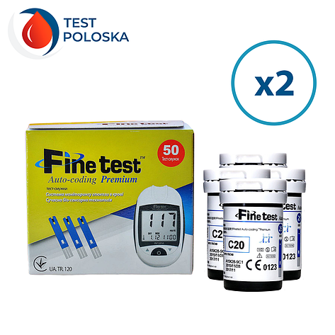 Тест-смужки Finetest premium 50 шт. у 4 флаконі по 25 шт. у пакованні, фото 1