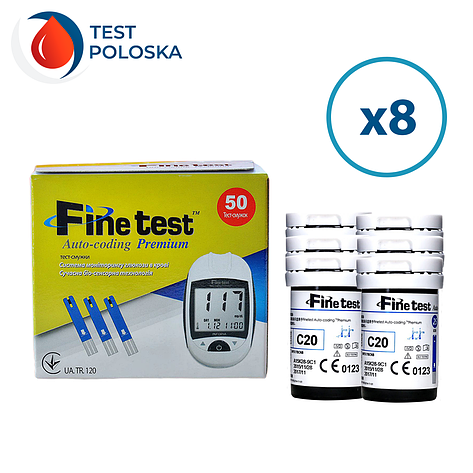 Тест-смужки Finetest premium 50 шт. в 16 флаконах по 25 шт. у пакованні, фото 1