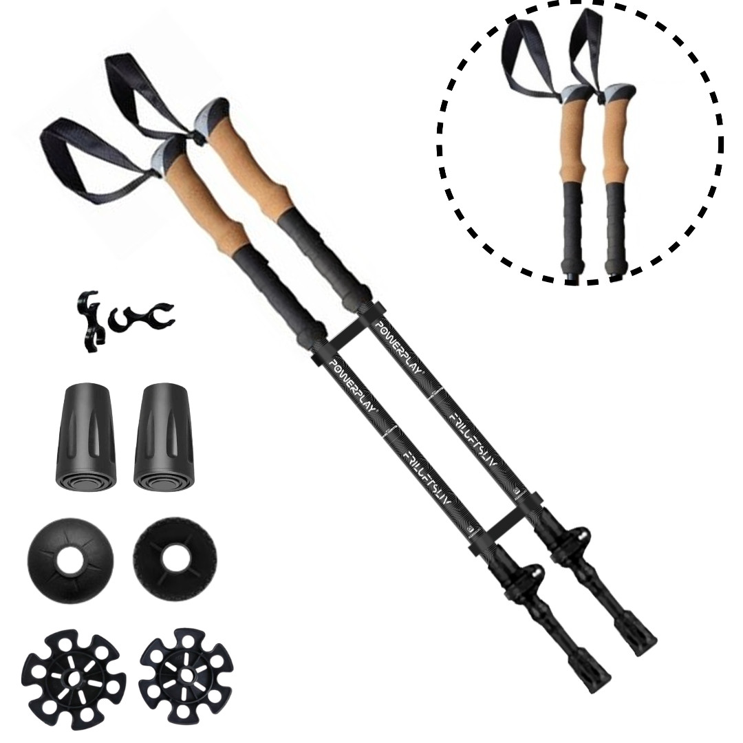 Трекінгові палиці PowerPlay 9107 Friluftsliv Black/White 80-135 см (пара), фото 1