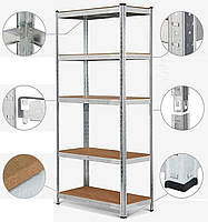 Стелаж металевий оцинкований Skladcom 1600х1000х450 мм 5 полиць МДФ | Стелаж для консервації, фото 2