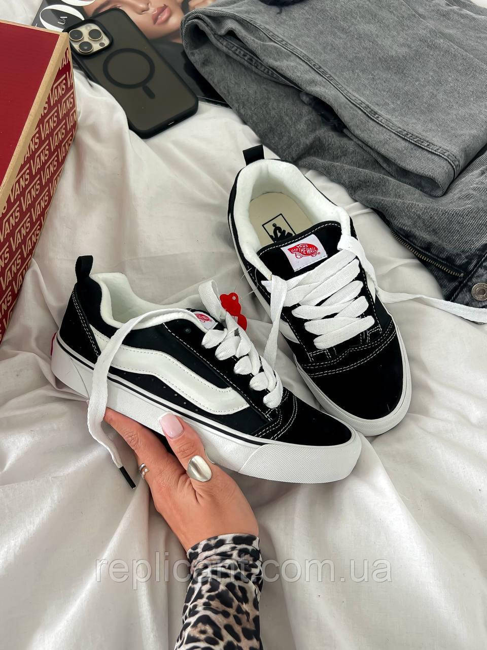 Кроссовки мужские Vans KNU OLD SKOOL BLACK / WHITE premium чоловічі кросівки Vans, фото 1