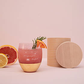 Келих рожевий "Для сладких и полусладких вечеров" з золотом, російська