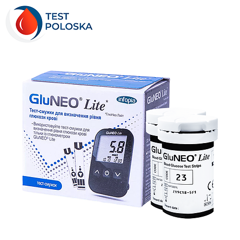 Тест-смужки GluNeo Lite 50 шт. у 2 флаконах по 25 шт. у пакованні, фото 1