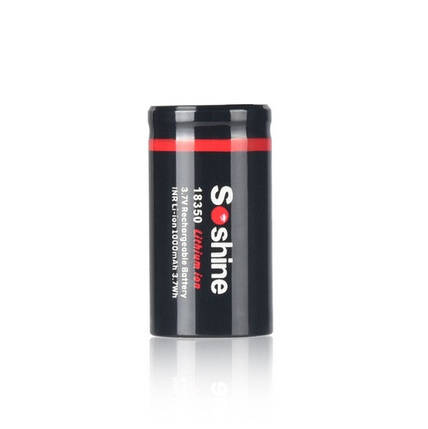 Акумулятор 18350 Li-Ion Soshine 18350-3.7-1000, 820mAh, 8A, 4.2/3.7/3.0V, Black, фото 1