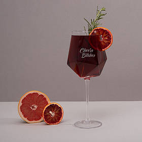 Келих діамант "Cheers Bitches" на ніжці, англійська, Крафтова коробка