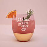 Келих "Мама хоче тусу" рожевий з золотом, російська, фото 4