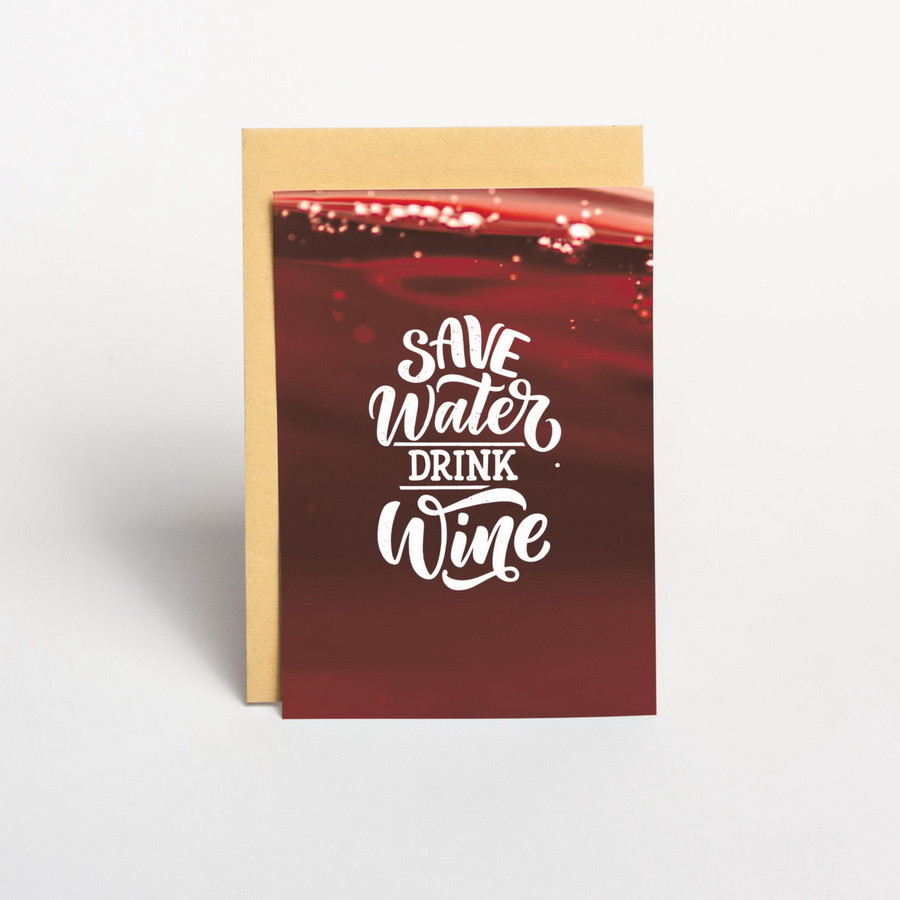 Листівка "Drink wine", англійська