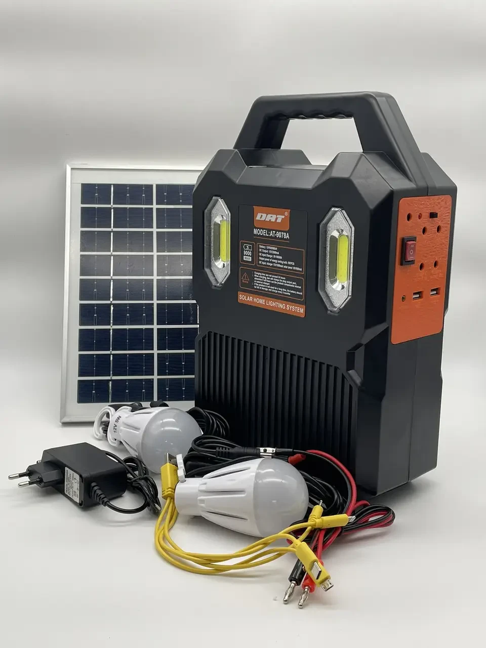 💚Сонячна переносна електростанція зі світильником DAT AT-9078А з Solar панеллю та FM радіо, фото 1