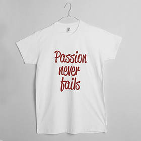 Футболка чоловіча "Passion Never Fails", Білий, L, англійська