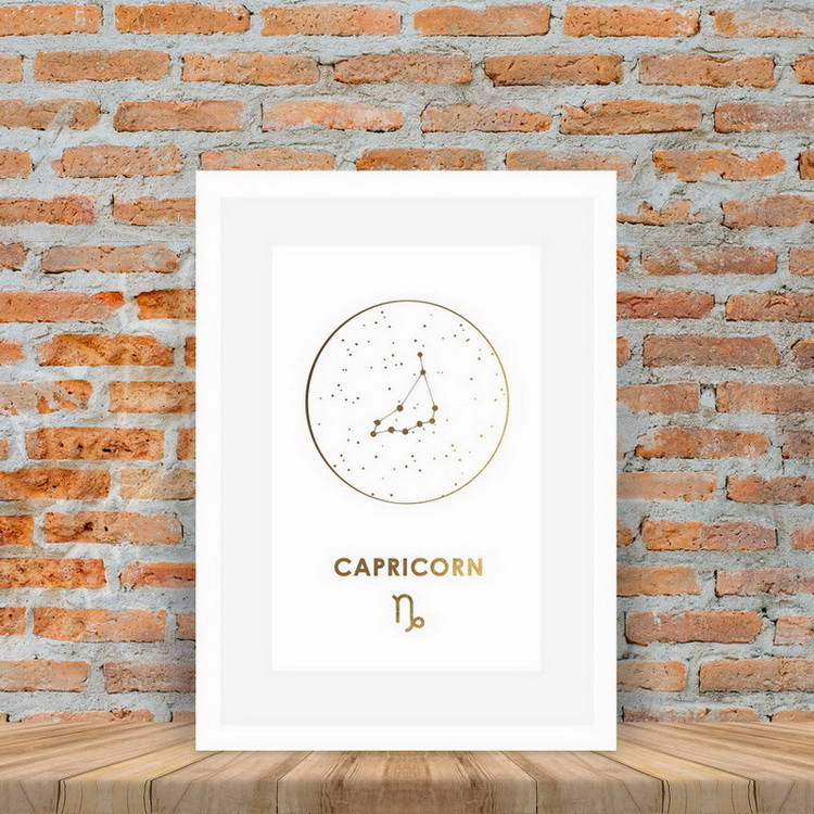 Постер "Зодіак: Козеріг" фольгований А3, Білий-золотий, А3, англійська, фото 1