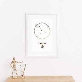 Постер "Зодіак: Рак" фольгований А3, Білий-золотий, А3, англійська
