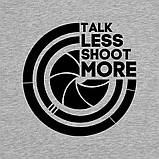 Футболка "Talk less, shoot more" жіноча, Сірий, XL, англійська, фото 5