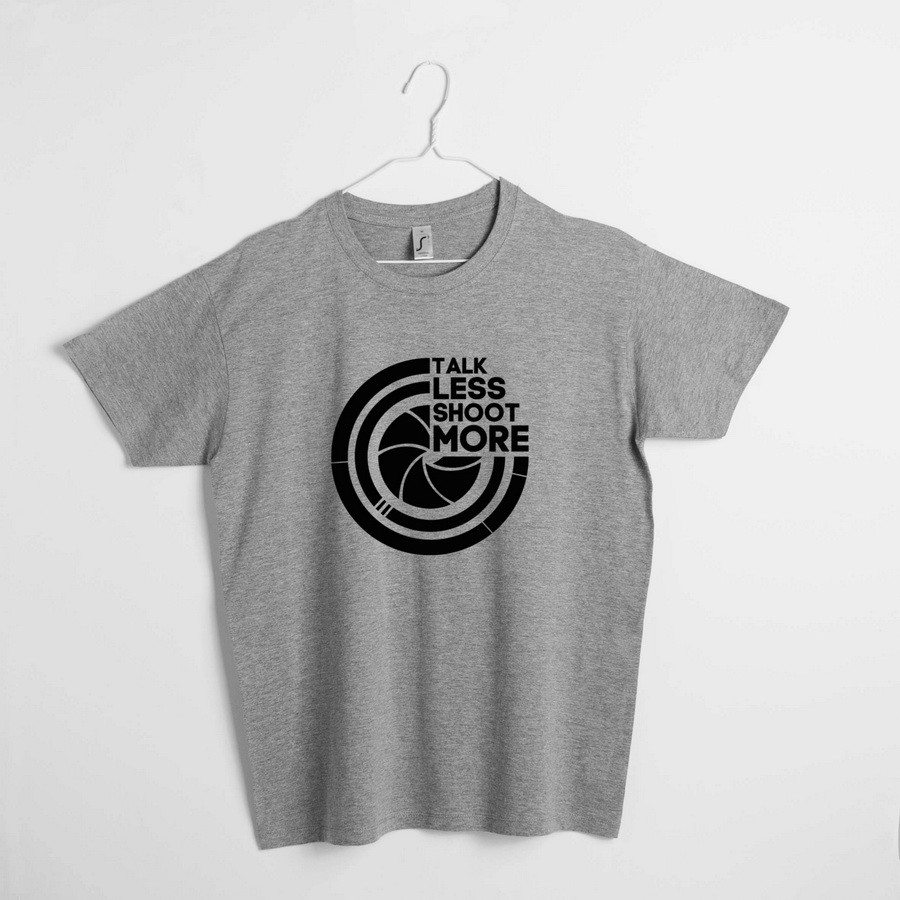 Футболка "Talk less, shoot more" чоловіча, Сірий, XXL, англійська