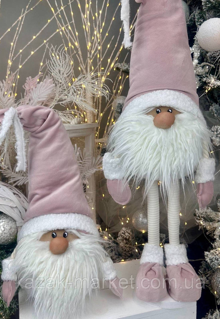 Скандинавський новорічний ельф гном 50 см пухкий у шапці, інтер'єрна різдвяна іграшка під ялинку, фото 1