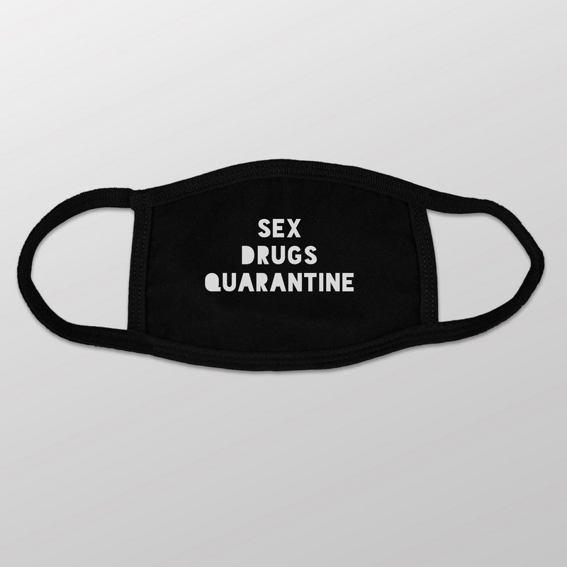 Маска захисна "Sex, Drugs, Quarantine", Чорний, англійська