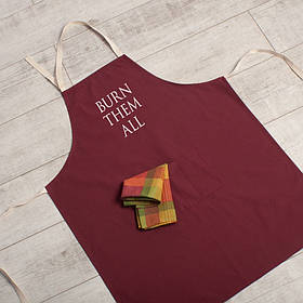 Фартух GoT "Burn them all", Бургунді, англійська