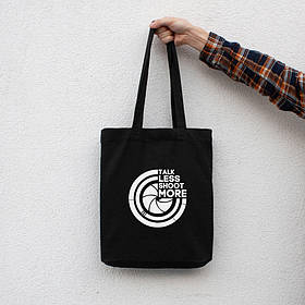 Екосумка "Talk less, shoot more", Чорний, англійська