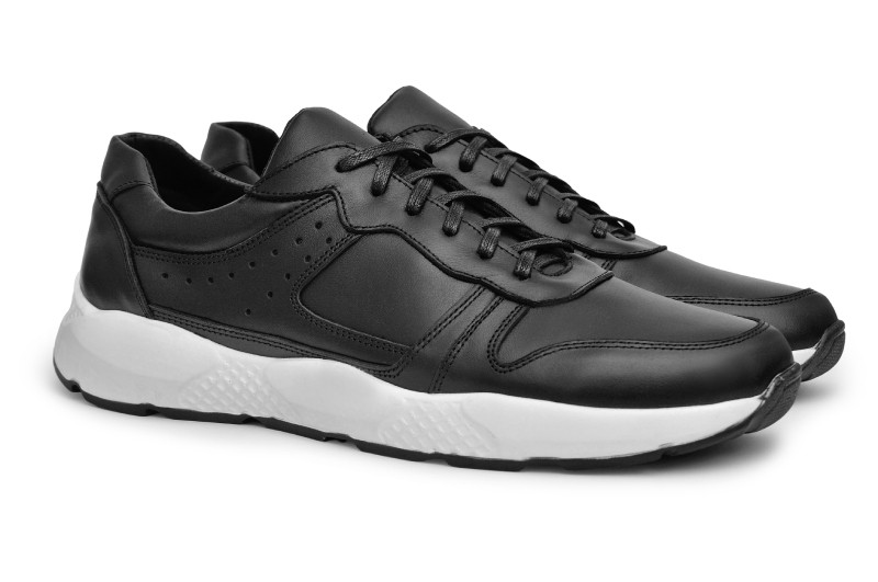 Чоловічі чорні+білі кросівки з натуральної шкіри, фото 1