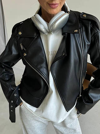 Модна жіноча шкіряна куртка косуха на підкладці Gld2691, фото 1