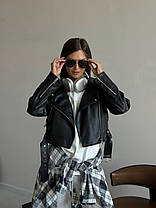 Модна жіноча шкіряна куртка косуха на підкладці Gld2691, фото 2