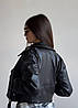 Модна жіноча шкіряна куртка косуха на підкладці Gld2691, фото 10