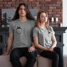 Футболки парні "Коти", Сірий, XS, XS