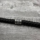 Шовковий плетений чоловічий браслет зі вставками зі срібла 925 проби, фото 7