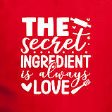 Фартух "The secret ingredient is always love", Червоний, англійська, фото 4