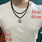 Срібний комплект кулон Козак Характерник і плотний шовковий шнурок зі срібними вставками 925 проби, фото 4