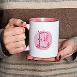 Чашка "Квіткова літера" персоналізована, Рожевий, Крафтова коробка, 330 мл, фото 3