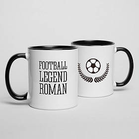 Чашка "Football legend" персоналізована, Чорний, англійська, Крафтова коробка, 330 мл