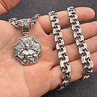 Срібний масивний комплект Козак Характерник із ланцюжком плетіння плоский бісмарк 925 проба, фото 3