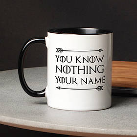 Чашка GoT "You know" іменна, Чорний, англійська, Крафтова коробка, 330 мл