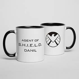Чашка MARVEL "Agent of shield" персоналізована, Чорний, англійська, Крафтова коробка, 330 мл