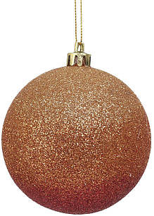 Яскрава новорічна куля гліттер помаранчева d 8 см -