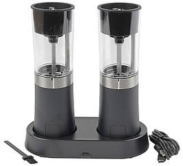 Гравітаційна електромельниця-гриндер (набір 2 шт.) KLT для спецій, солі та перцю KYMQ-29C USB Type-C