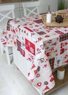 Скатертина новорічна лляна 150х150 Прикраса, фото 2