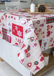 Скатертина новорічна лляна 150х150 Прикраса, фото 3