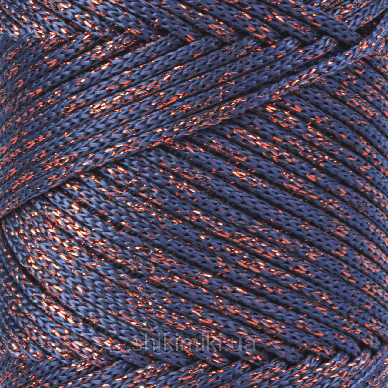 Трикотажний шнур з люрексом PP Macrame Glitter, колір Джинсовий