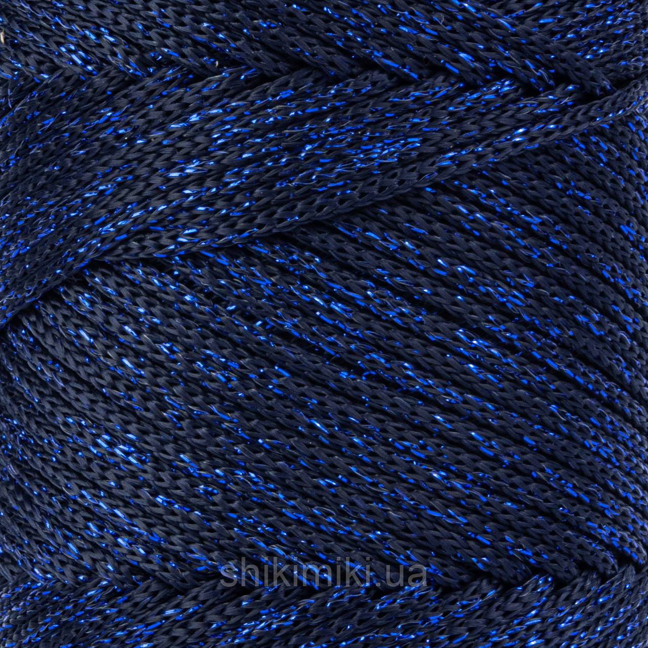 Трикотажний шнур з люрексом PP Macrame Glitter, колір Синій сапфір