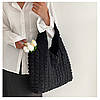 Плісирована сумка на плече чорна, фото 2