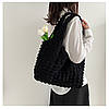 Плісирована сумка на плече чорна, фото 4