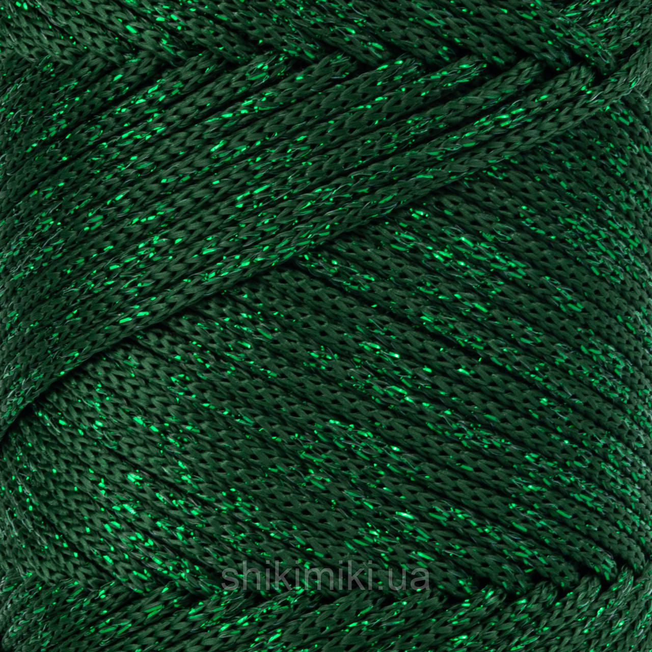 Трикотажний шнур з люрексом PP Macrame Glitter, колір Смарагдовий, фото 1