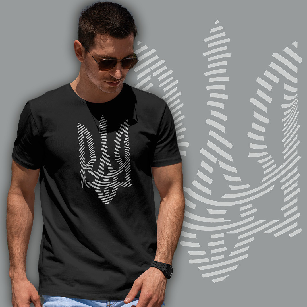 Футболка унісекс Stedman з принтом ТРИЗУБ ВІДБИТОК ПАЛЬЦЯ XS чорна, фото 1