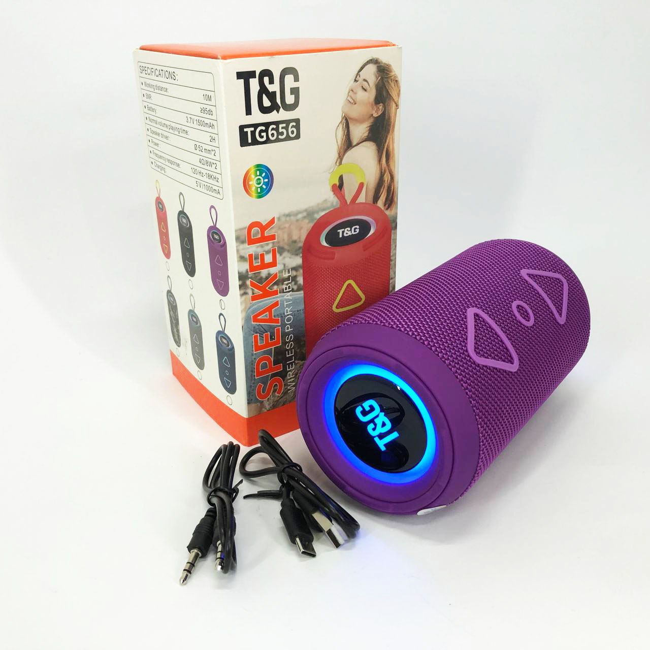 Акумуляторна переносна колонка TG656, Блютуз колонка з якісним звуком NW-123 і підсвічуванням