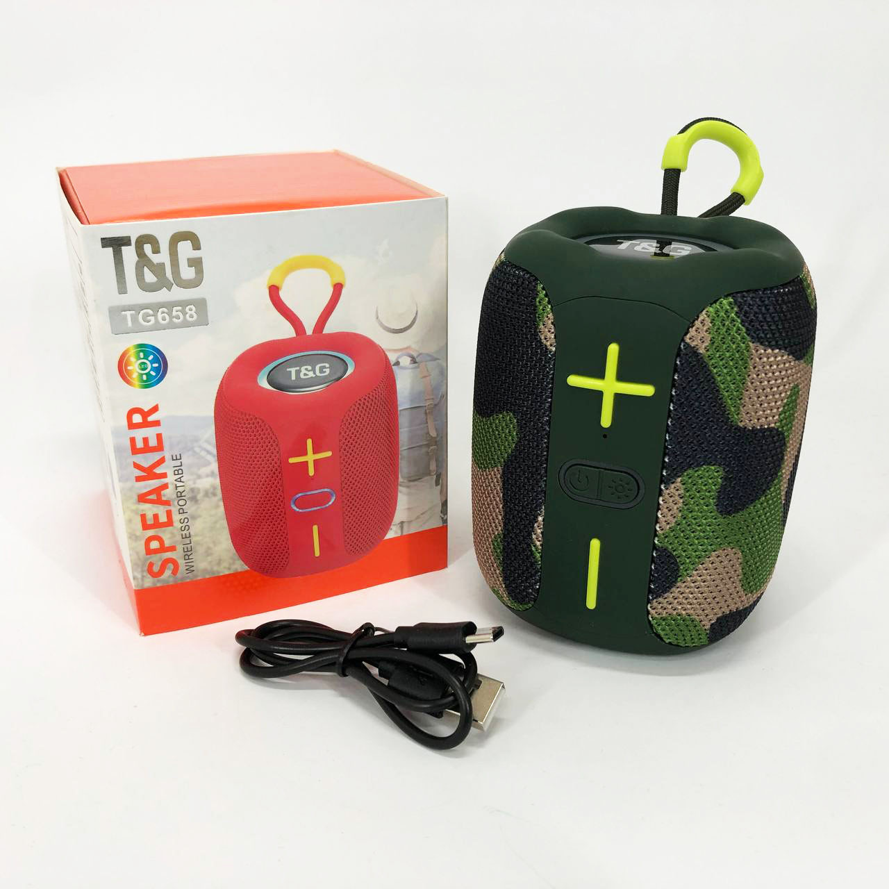 Блютуз колонка з різнокольоровою підсвіткою TG658, Потужна переносна UF-399 акустична колонка
