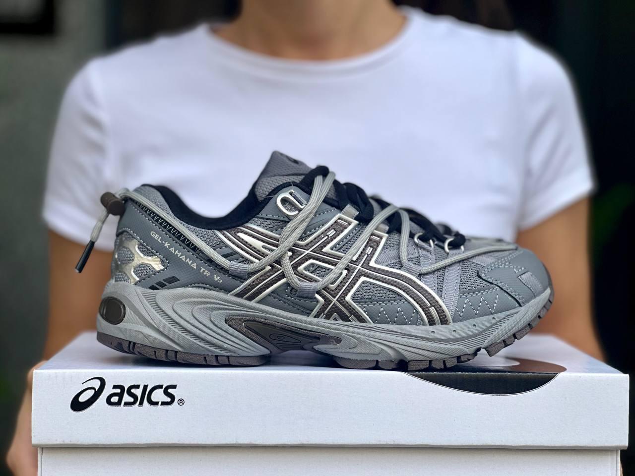 Чоловічі кросівки Asics Gel-Kahana Tr v2 Grey Black Асікс Гель Кахана Тр в2 сірі кеди текстиль сітка шкіра демісезон
